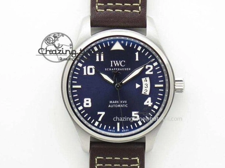 MIROTIME 0409 Pilot Chrono SS IW387809 ZF 1:1 Best Edition Silver Dial Blue Numbers On Blue Leather Strap A Lightweight 7263